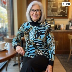 Pierri New York Blue and Brown Animal Print Button-Down Shirt